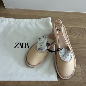 NWT Zara Nude Mesh Ballet Ballerina Flats Size 38 US 7.5